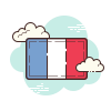 icone du drapeau Français avec deux nuages