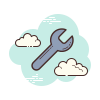 Icone d'une clé à molette accompagnée de nuage